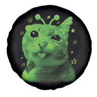 Funny Alien Cat Meme Retro Y2K Vintage Space Kitty Spare Tire Cover