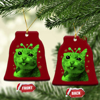 Funny Alien Cat Meme Retro Y2K Vintage Space Kitty Ceramic Ornament