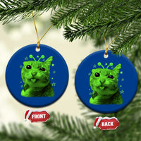 Funny Alien Cat Meme Retro Y2K Vintage Space Kitty Ceramic Ornament