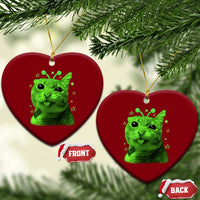 Funny Alien Cat Meme Retro Y2K Vintage Space Kitty Ceramic Ornament
