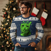 Funny Alien Cat Meme Retro Y2K Vintage Space Kitty Ugly Christmas Sweater