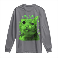 Funny Alien Cat Meme Retro Y2K Vintage Space Kitty Long Sleeve Shirt