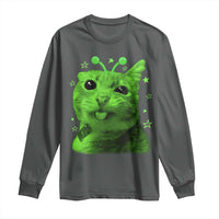 Funny Alien Cat Meme Retro Y2K Vintage Space Kitty Long Sleeve Shirt