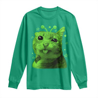 Funny Alien Cat Meme Retro Y2K Vintage Space Kitty Long Sleeve Shirt