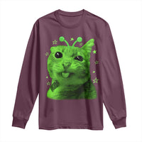 Funny Alien Cat Meme Retro Y2K Vintage Space Kitty Long Sleeve Shirt