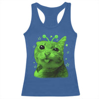 Funny Alien Cat Meme Retro Y2K Vintage Space Kitty Racerback Tank Top