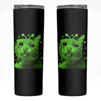 Funny Alien Cat Meme Retro Y2K Vintage Space Kitty Skinny Tumbler