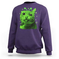 Funny Alien Cat Meme Retro Y2K Vintage Space Kitty Sweatshirt