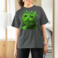 Funny Alien Cat Meme Retro Y2K Vintage Space Kitty T Shirt For Women