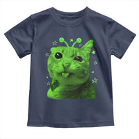 Funny Alien Cat Meme Retro Y2K Vintage Space Kitty Toddler T Shirt