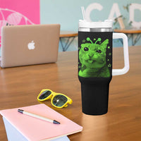 Funny Alien Cat Meme Retro Y2K Vintage Space Kitty Tumbler With Handle