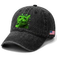 Funny Alien Cat Meme Retro Y2K Vintage Space Kitty Washed Cotton Baseball Cap