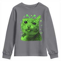 Funny Alien Cat Meme Retro Y2K Vintage Space Kitty Youth Sweatshirt