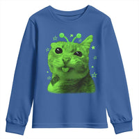 Funny Alien Cat Meme Retro Y2K Vintage Space Kitty Youth Sweatshirt