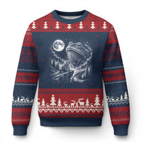 Frog Moon Ugly Christmas Sweater Vintage 90s Frog Howling to Moon Parody Meme