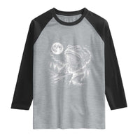 Frog Moon Raglan Shirt Vintage 90s Frog Howling to Moon Parody Meme