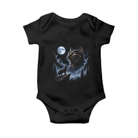 Tortoiseshell Cat Howling To The Moon Baby Onesie Tortie Cat Lover 90s Retro