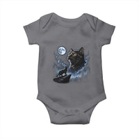 Tortoiseshell Cat Howling To The Moon Baby Onesie Tortie Cat Lover 90s Retro