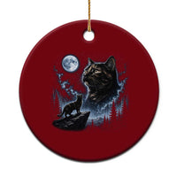Tortoiseshell Cat Howling To The Moon Ceramic Ornament Tortie Cat Lover 90s Retro