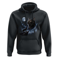 Tortoiseshell Cat Howling To The Moon Hoodie Tortie Cat Lover 90s Retro