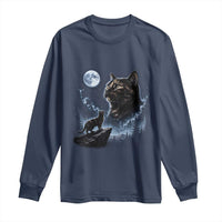 Tortoiseshell Cat Howling To The Moon Long Sleeve Shirt Tortie Cat Lover 90s Retro