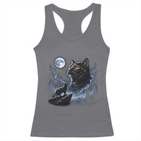 Tortoiseshell Cat Howling To The Moon Racerback Tank Top Tortie Cat Lover 90s Retro