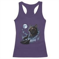 Tortoiseshell Cat Howling To The Moon Racerback Tank Top Tortie Cat Lover 90s Retro