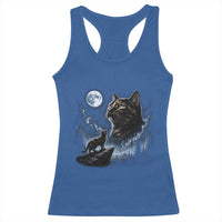 Tortoiseshell Cat Howling To The Moon Racerback Tank Top Tortie Cat Lover 90s Retro