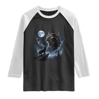 Tortoiseshell Cat Howling To The Moon Raglan Shirt Tortie Cat Lover 90s Retro