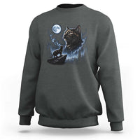 Tortoiseshell Cat Howling To The Moon Sweatshirt Tortie Cat Lover 90s Retro