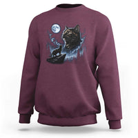Tortoiseshell Cat Howling To The Moon Sweatshirt Tortie Cat Lover 90s Retro