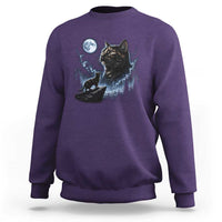 Tortoiseshell Cat Howling To The Moon Sweatshirt Tortie Cat Lover 90s Retro