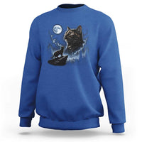 Tortoiseshell Cat Howling To The Moon Sweatshirt Tortie Cat Lover 90s Retro