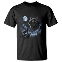 Tortoiseshell Cat Howling To The Moon T Shirt Tortie Cat Lover 90s Retro
