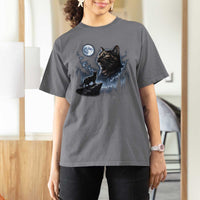 Tortoiseshell Cat Howling To The Moon T Shirt For Women Tortie Cat Lover 90s Retro