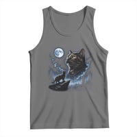 Tortoiseshell Cat Howling To The Moon Tank Top Tortie Cat Lover 90s Retro