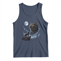 Tortoiseshell Cat Howling To The Moon Tank Top Tortie Cat Lover 90s Retro
