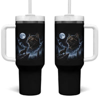 Tortoiseshell Cat Howling To The Moon Tumbler With Handle Tortie Cat Lover 90s Retro