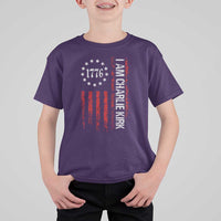 I Am Charlie Kirk T Shirt For Kid Freedom Vintage Old American Flag Patriotic 1776 - Wonder Print Shop