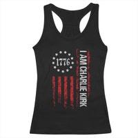 I Am Charlie Kirk Racerback Tank Top Freedom Vintage Old American Flag Patriotic 1776 - Wonder Print Shop