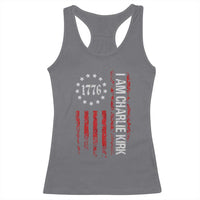 I Am Charlie Kirk Racerback Tank Top Freedom Vintage Old American Flag Patriotic 1776 - Wonder Print Shop