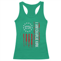 I Am Charlie Kirk Racerback Tank Top Freedom Vintage Old American Flag Patriotic 1776 - Wonder Print Shop
