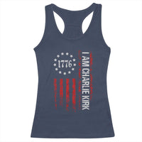 I Am Charlie Kirk Racerback Tank Top Freedom Vintage Old American Flag Patriotic 1776 - Wonder Print Shop