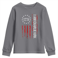 I Am Charlie Kirk Youth Sweatshirt Freedom Vintage Old American Flag Patriotic 1776 - Wonder Print Shop