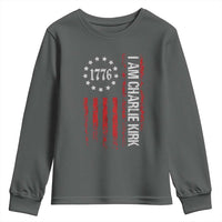 I Am Charlie Kirk Youth Sweatshirt Freedom Vintage Old American Flag Patriotic 1776 - Wonder Print Shop
