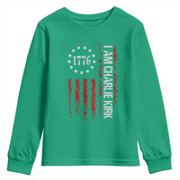 I Am Charlie Kirk Youth Sweatshirt Freedom Vintage Old American Flag Patriotic 1776 - Wonder Print Shop