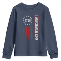 I Am Charlie Kirk Youth Sweatshirt Freedom Vintage Old American Flag Patriotic 1776 - Wonder Print Shop
