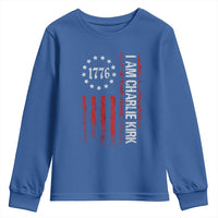 I Am Charlie Kirk Youth Sweatshirt Freedom Vintage Old American Flag Patriotic 1776 - Wonder Print Shop