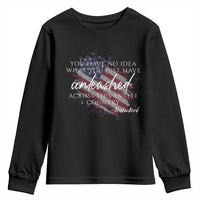 Charlie Kirk Memorial Youth Sweatshirt Erika Kirk Quote Patriotism Faith Gods Merciful Love - Wonder Print Shop