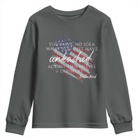 Charlie Kirk Memorial Youth Sweatshirt Erika Kirk Quote Patriotism Faith Gods Merciful Love - Wonder Print Shop